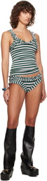 LAURA ANDRASCHKO Green & Gray Frilly Shorts