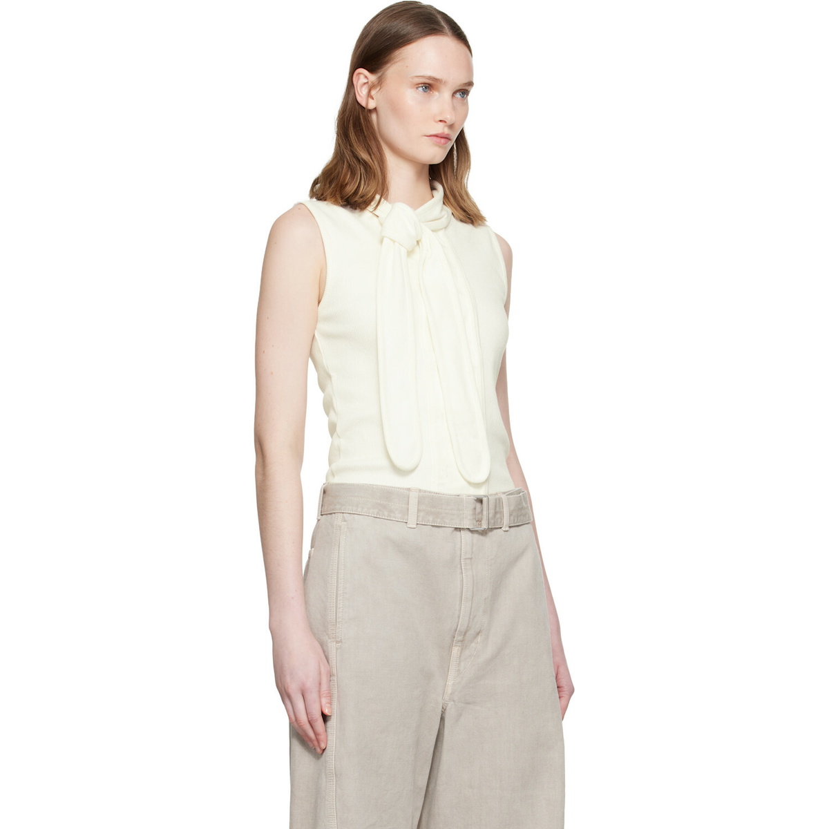 LEMAIRE Off-White Asymmetrical Fitted Tank Top