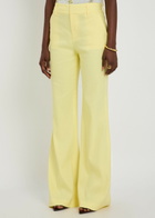 Alice + Olivia Lula Flared-leg Linen-blend Trousers Yellow