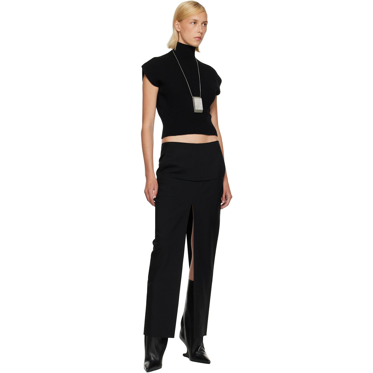 Rick Owens Black Tower Sliced Maxi Skirt