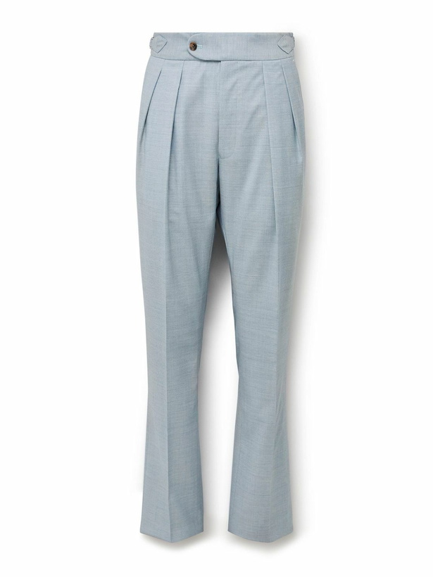 Photo: Richard James - Hepworth Slim-Fit Pleated Wool Suit Trousers - Blue