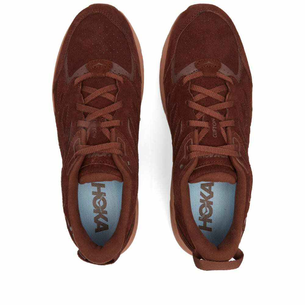 Hoka One One Men's U Clifton L Suede Sneakers in Cappuccino/Cork