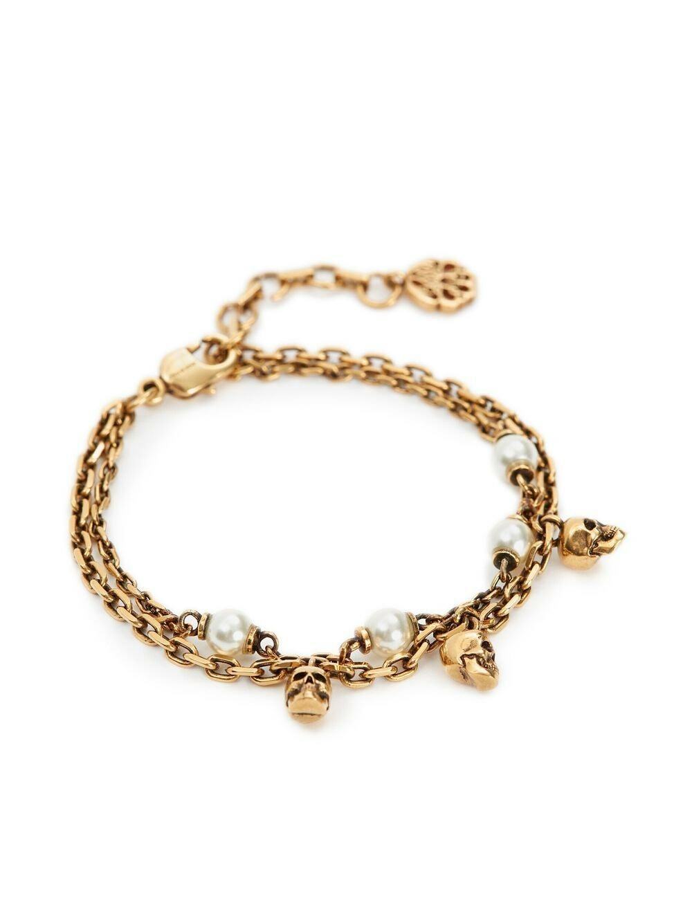 ALEXANDER MCQUEEN - Pearl-like Skull Chain Bracelet Alexander McQueen