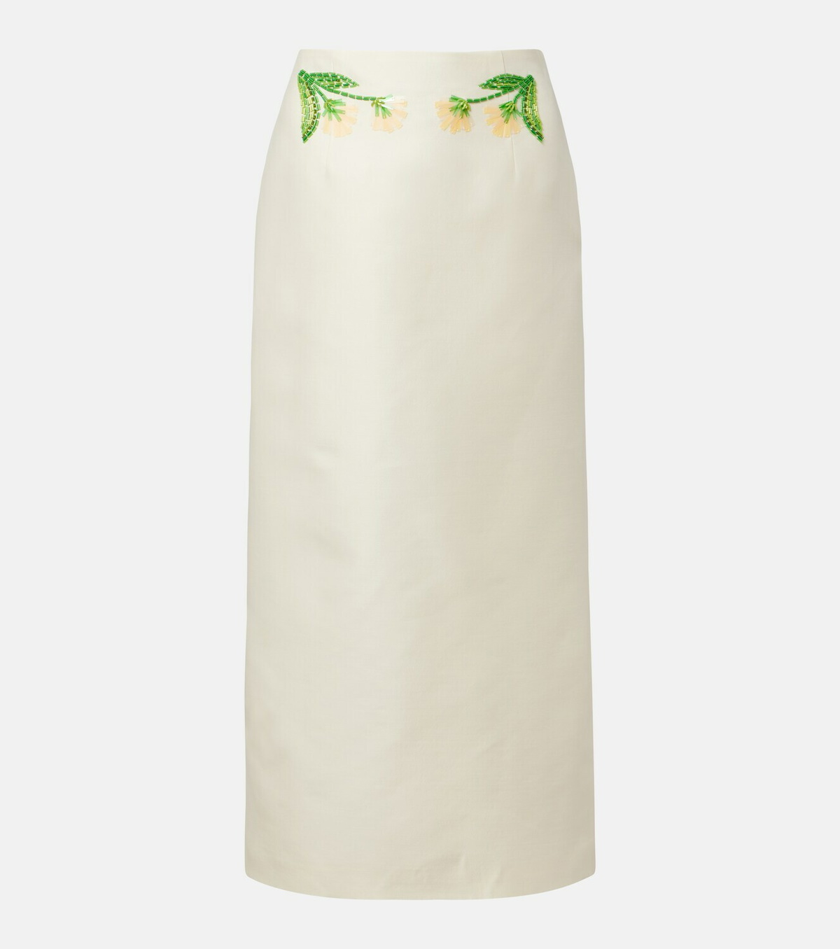 Leo Lin Quinn embellished wool and silk midi skirt