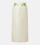 Leo Lin Quinn embellished wool and silk midi skirt
