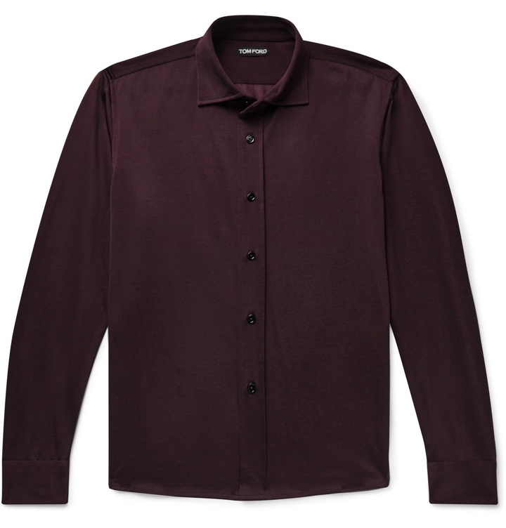 Photo: TOM FORD - Slim-Fit Jersey Shirt - Burgundy