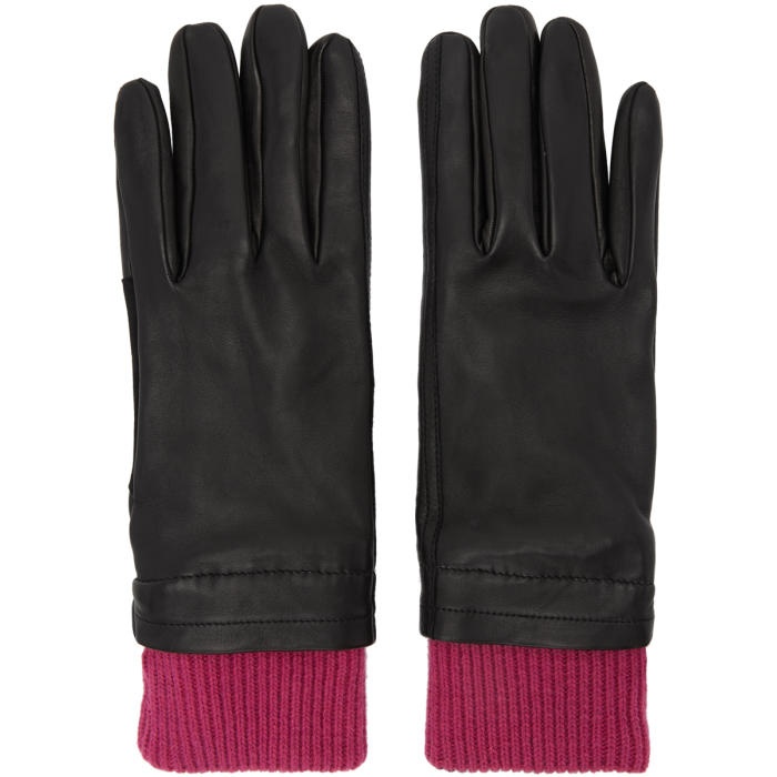 Photo: AMI Alexandre Mattiussi Black and Purple Rib Cuff Gloves