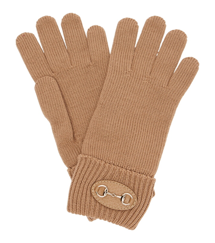 Photo: Gucci Horsebit ribbed-knit wool gloves