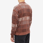 PACCBET Men's Intarsia Knit Sweater in Brown