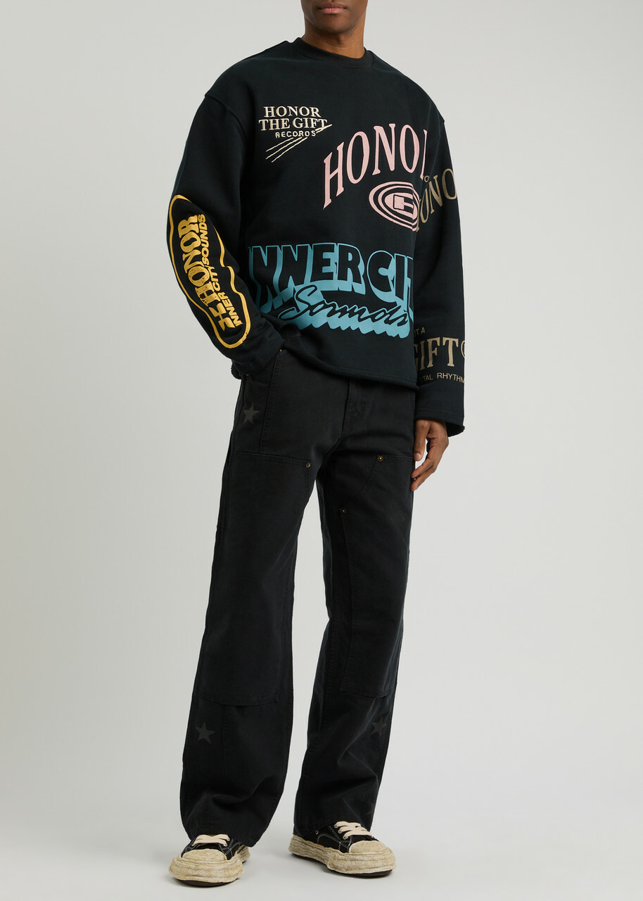 Honor The Gift Studio Logo Printed Cotton Sweatshirt Black