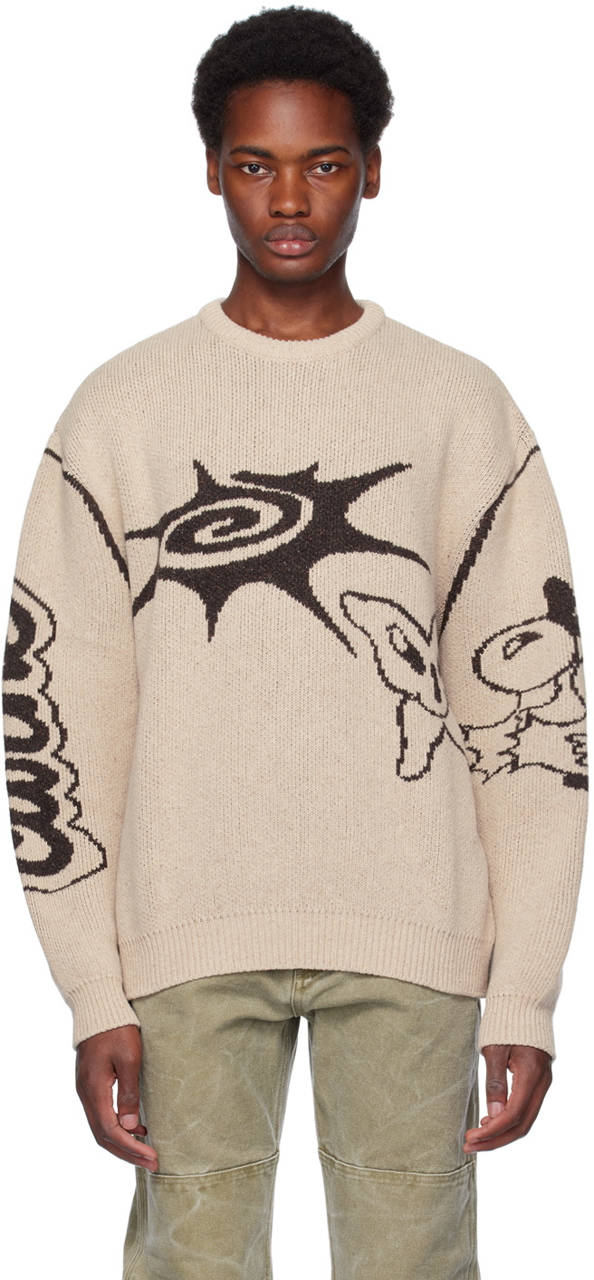 Carne Bollente Beige Cartoon Wetwork Sweater Carne Bollente