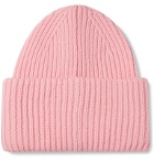 Acne Studios - Pansy Logo-Appliquéd Ribbed Mélange Wool Beanie - Pink