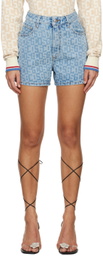GCDS Blue Monogram Denim Shorts