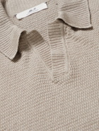 Mr P. - Honeycomb-Knit Linen and Cotton-Blend Polo Shirt - Neutrals