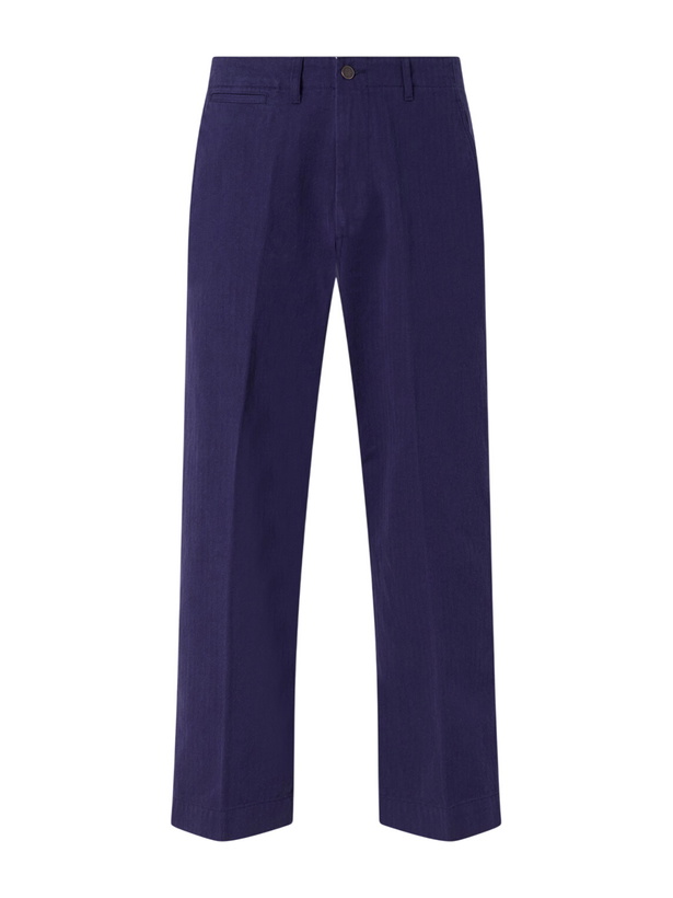 Photo: Beams Plus - Straight-Leg Herringbone Cotton Trousers - Blue