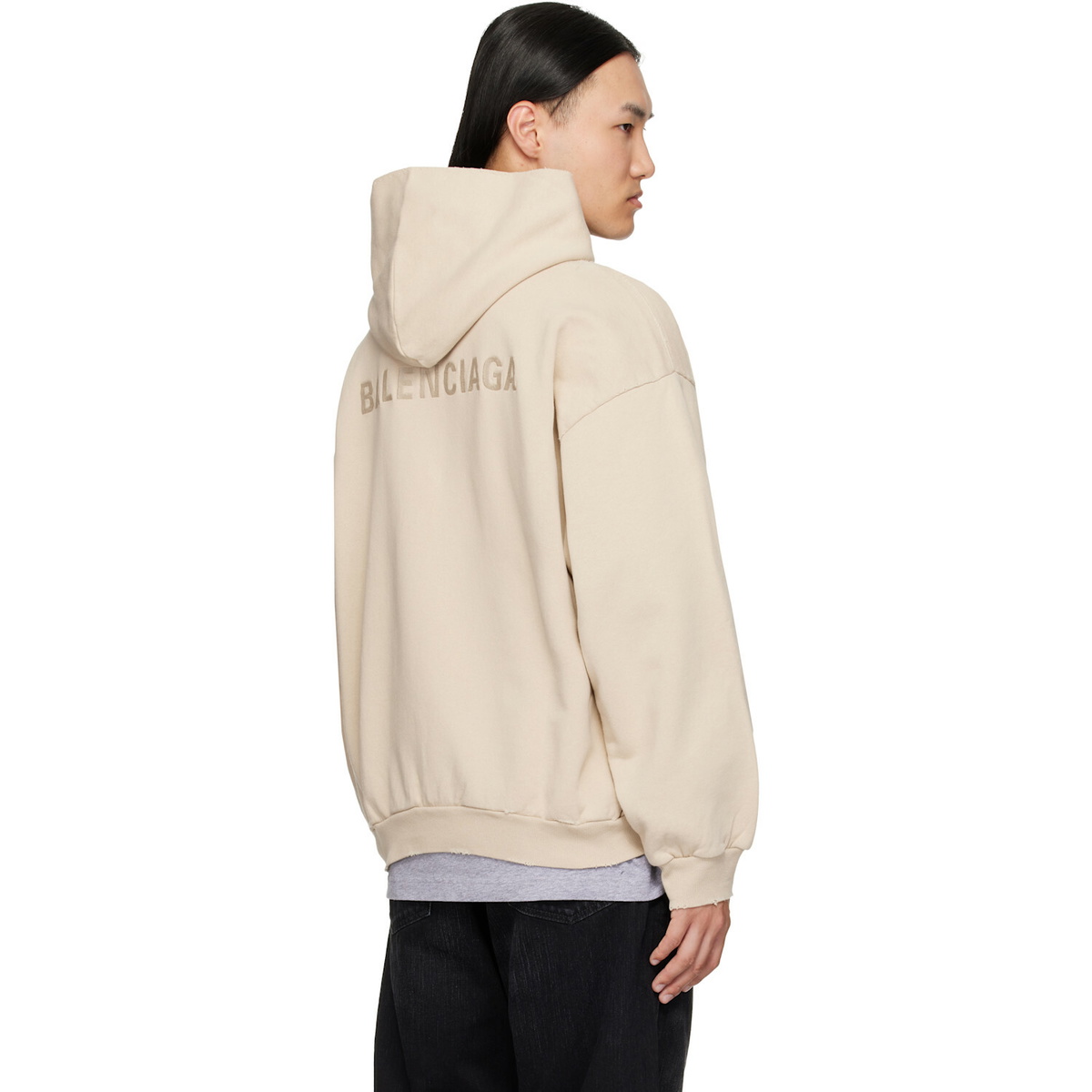 Balenciaga Beige Distressed Hoodie