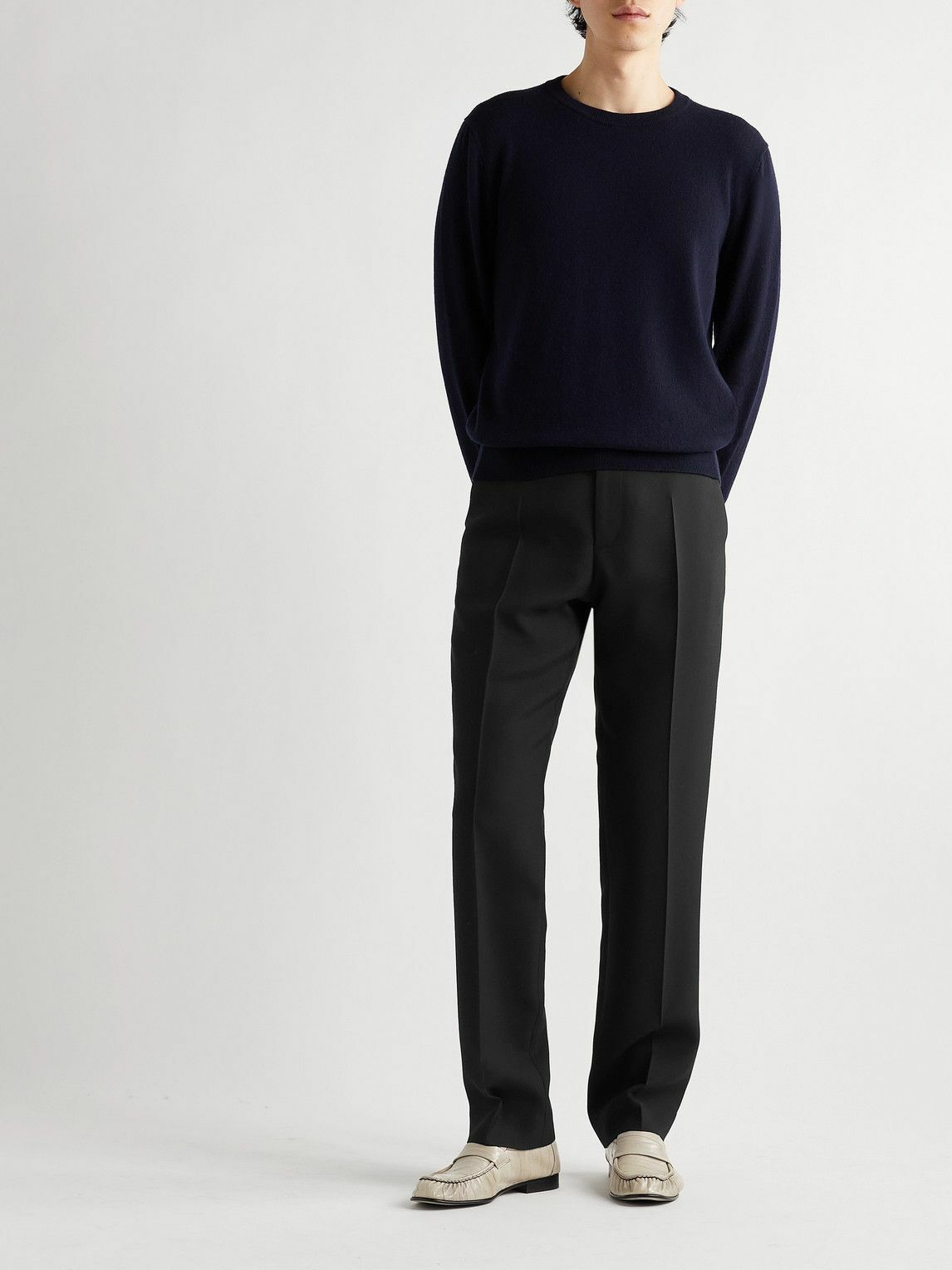 THE ROW BLACK WOOL TROUSERS
