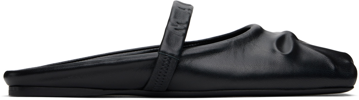 Marni Black Nappa Leather Little Bow Sabot Slippers