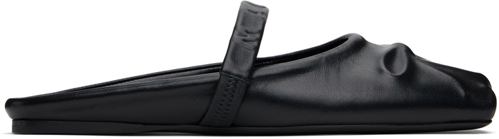 Photo: Marni Black Nappa Leather Little Bow Sabot Slippers