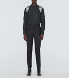 Alexander McQueen Embroidered pinstripe cotton-blend shirt