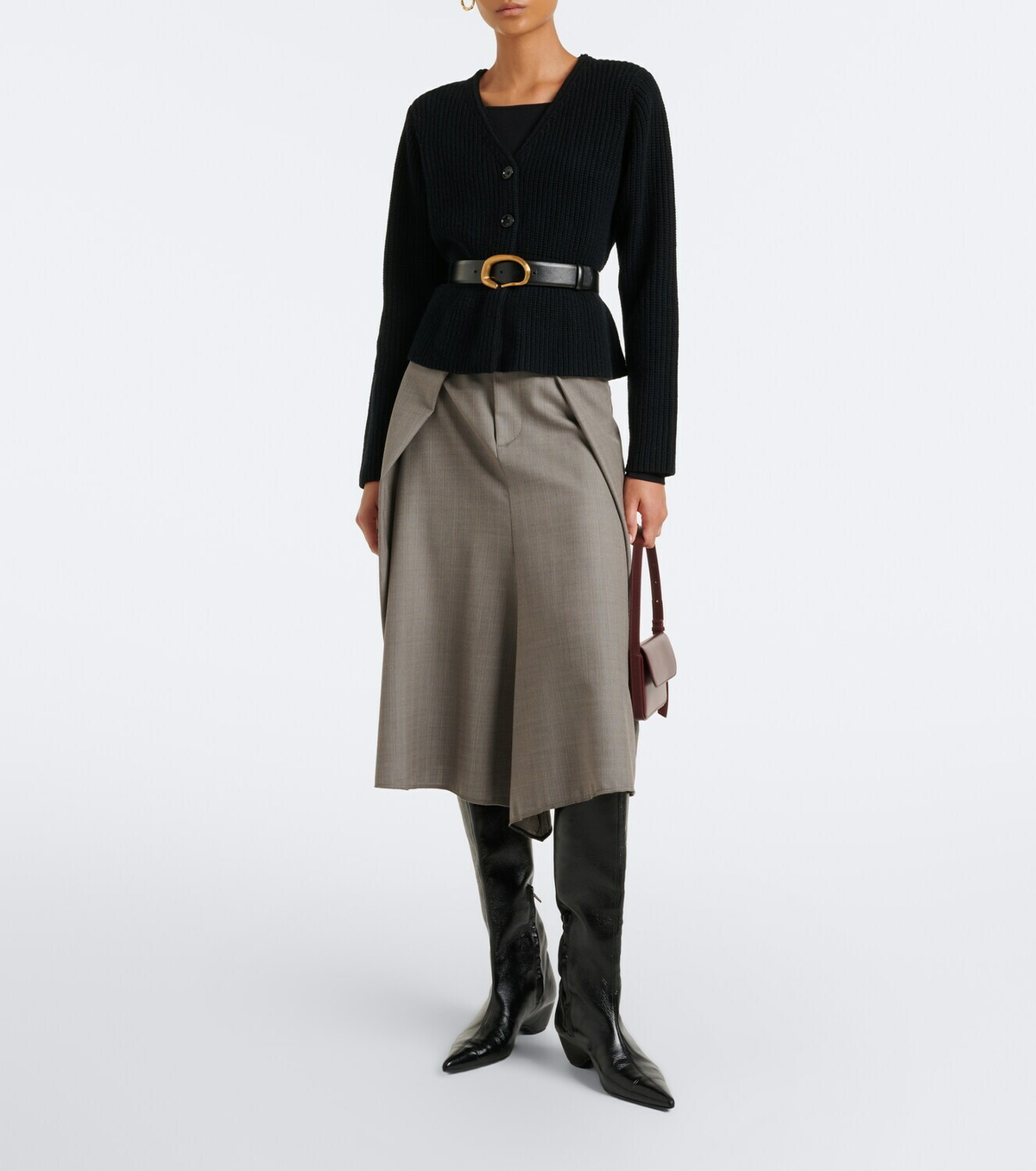 Jardin des Orangers Peplum wool and cashmere cardigan