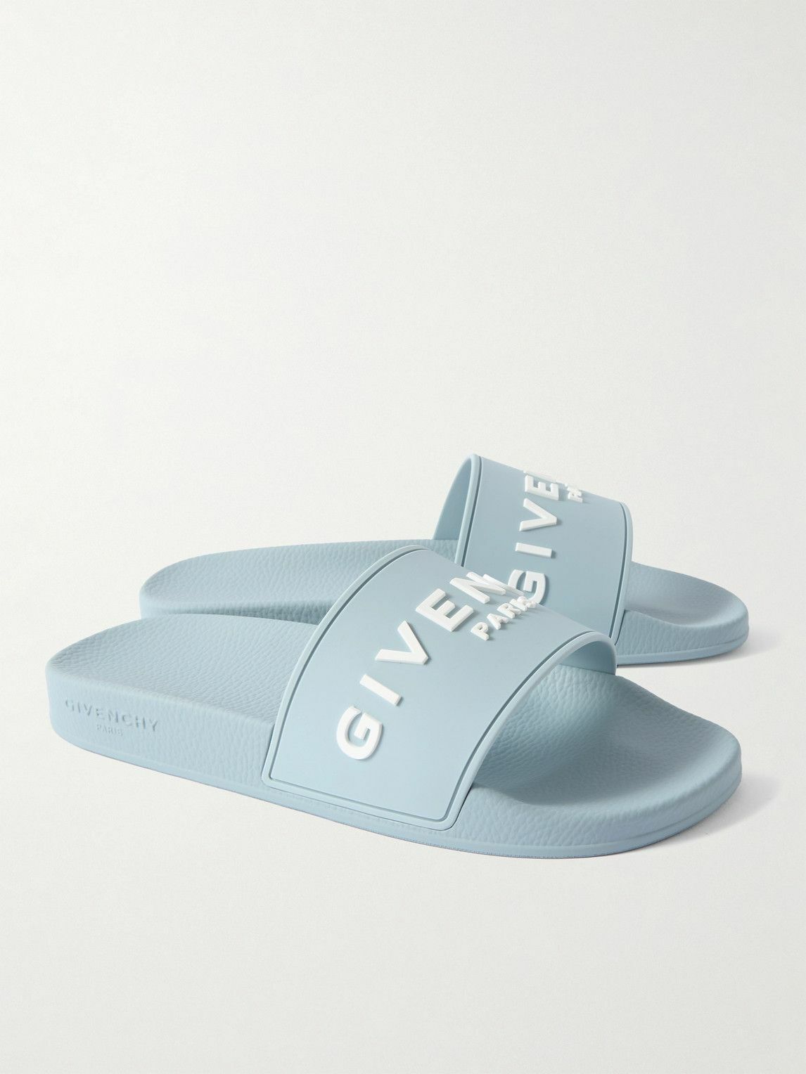 【送料&関税込】Givenchy Rubber Slide Givenchy - Logo-Embossed Rubber Slides - Blue Givenchy
