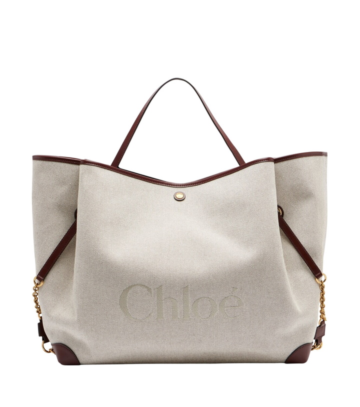 Photo: Chloé Chloé Clover leather-trimmed canvas tote bag