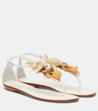 Aquazzura Marea raffia and leather thong sandals