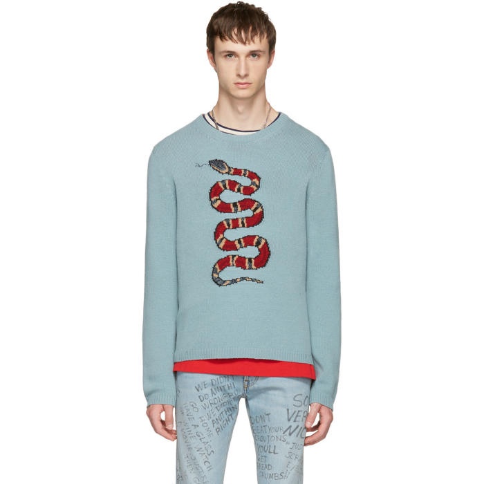 Photo: Gucci Blue Snake and Lightning Sweater