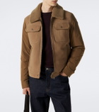 Moncler Shearling-trimmed suede down jacket