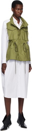 Junya Watanabe White & Khaki Shirt Midi Dress