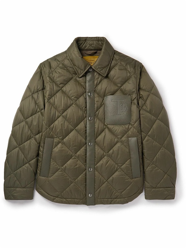 Photo: Tod's - Leather-Trimmed Padded Quilted Shell Jacket - Green