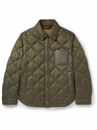 Tod's - Leather-Trimmed Padded Quilted Shell Jacket - Green