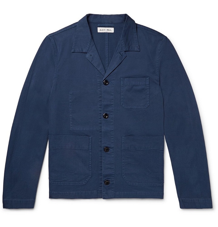 Photo: Alex Mill - Slim-Fit Camp-Collar Cotton-Blend Twill Shirt Jacket - Storm blue