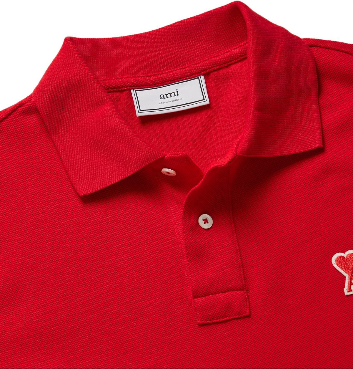 AMI - Logo-Appliquéd Cotton-Jersey Polo Shirt - Red AMI