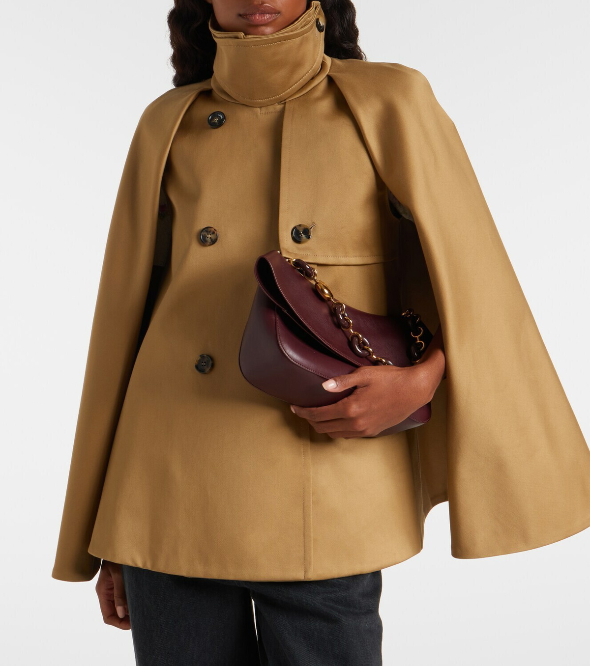 Loewe Caped double-breasted cotton gabardine jacket