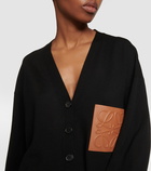 Loewe Anagram leather-trimmed wool cardigan