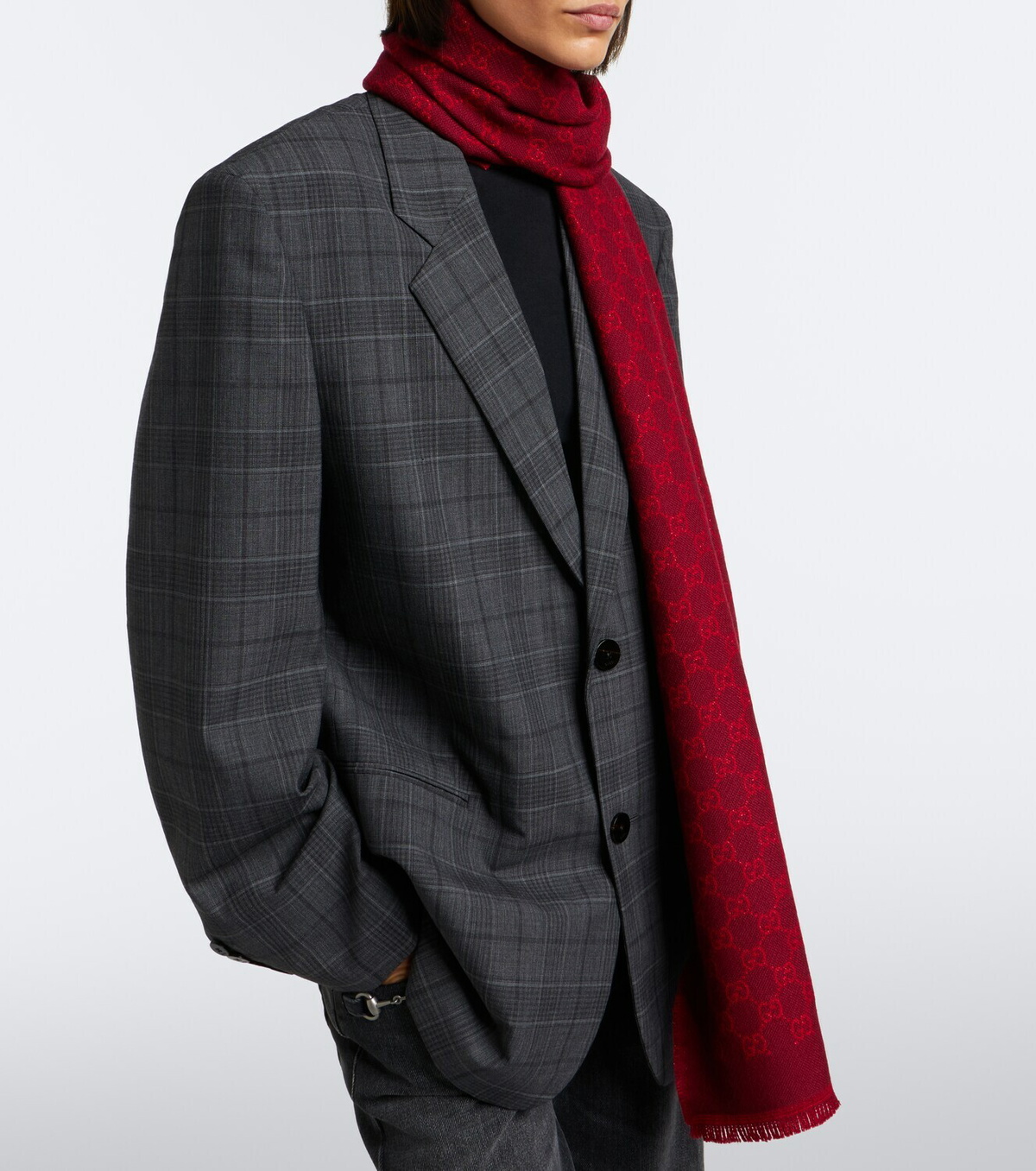 Gucci GG jacquard wool-blend lamé scarf