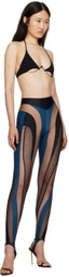 Mugler Black & Navy Spiral Leggings