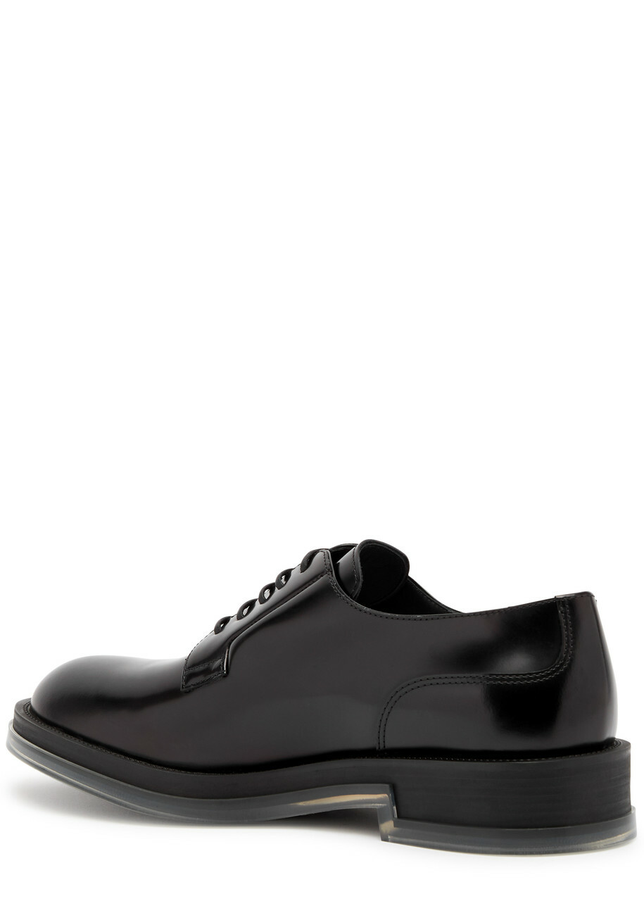 Alexander Mcqueen Glossed Leather Derby Shoes Black