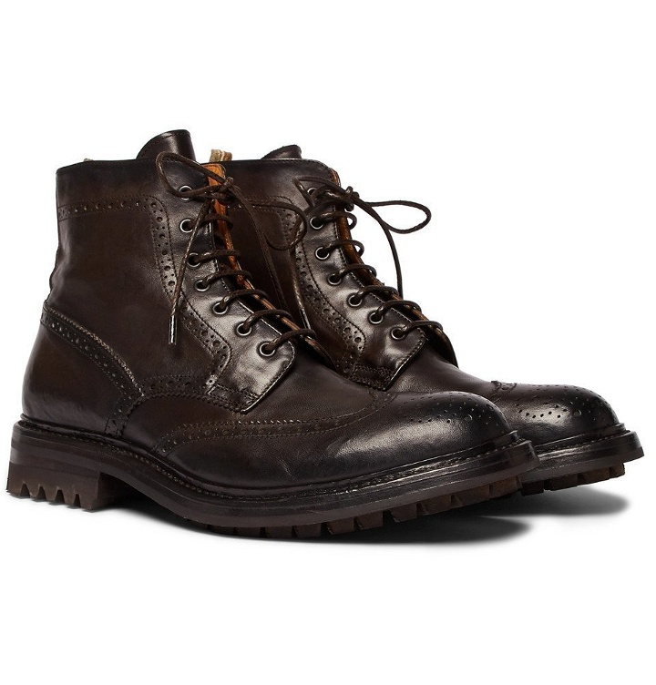 Photo: Officine Creative - Exeter Leather Brogue Boots - Men - Dark brown