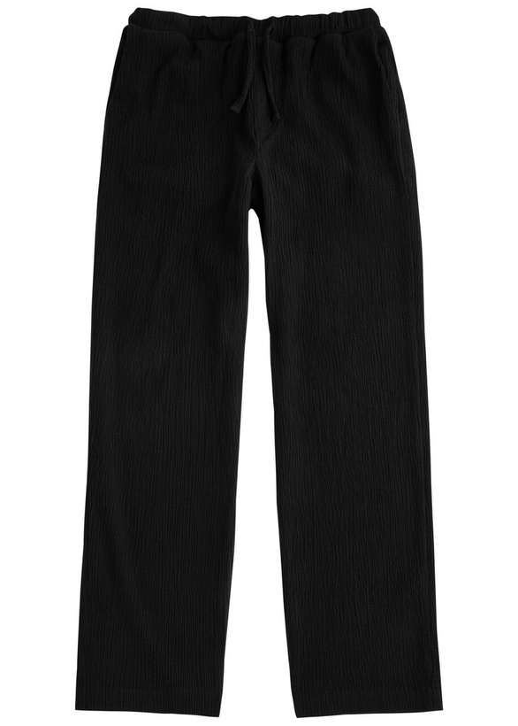 Photo: Percival Crinkled Stretch-cotton Trousers Black