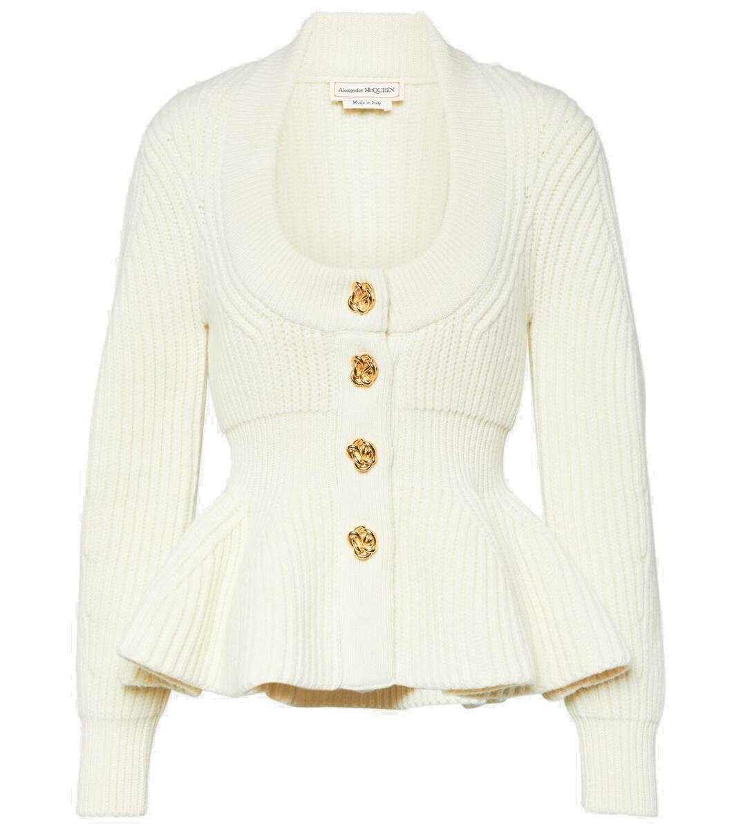 Alexander McQueen Peplum wool and cashmere cardigan