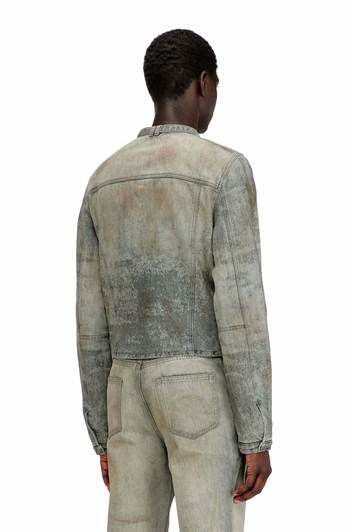 Diesel Jacket in cotton-hemp satin denim - Denim Jackets Mens in Grey