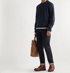 Inis Meáin - Flecked Cable-Knit Merino Wool and Cashmere-Blend Aran Sweater - Blue