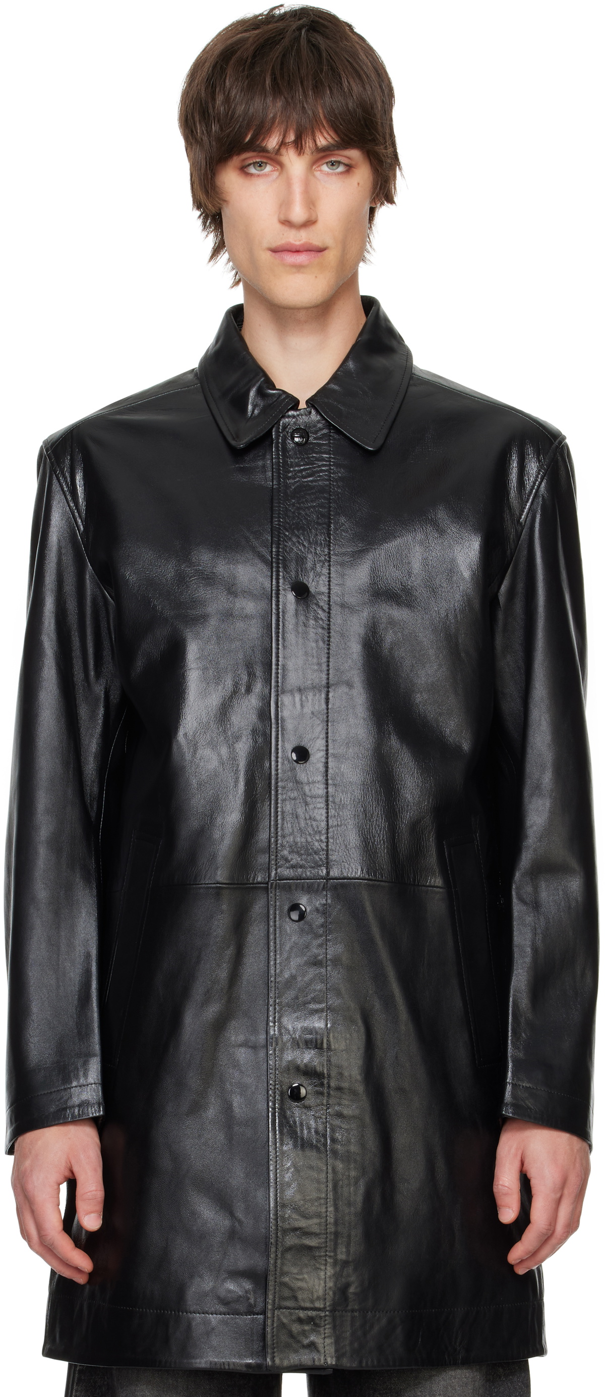 Diesel Black L-Cordier Leather Jacket Diesel