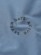 7 DAYS ACTIVE - Logo-Print Organic Cotton-Jersey T-Shirt - Blue