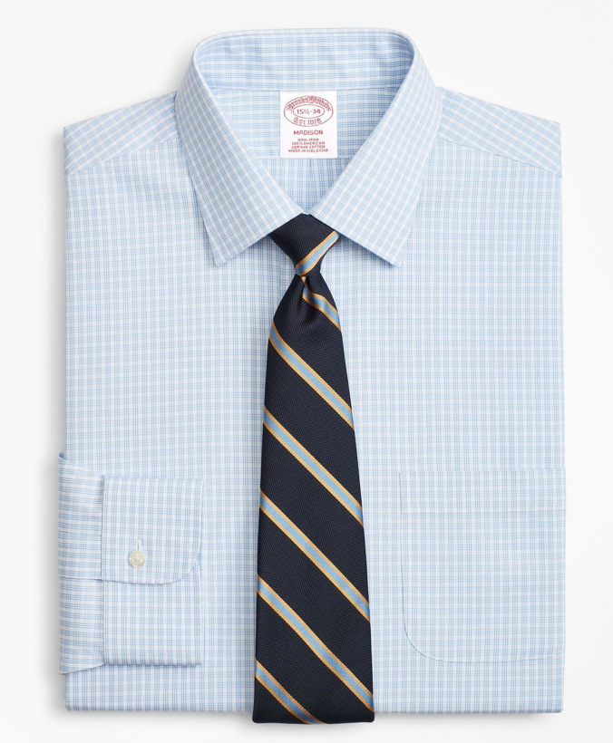 Photo: Brooks Brothers Men's Madison Relaxed-Fit Dress Shirt, Non-Iron Triple Check | Light Blue