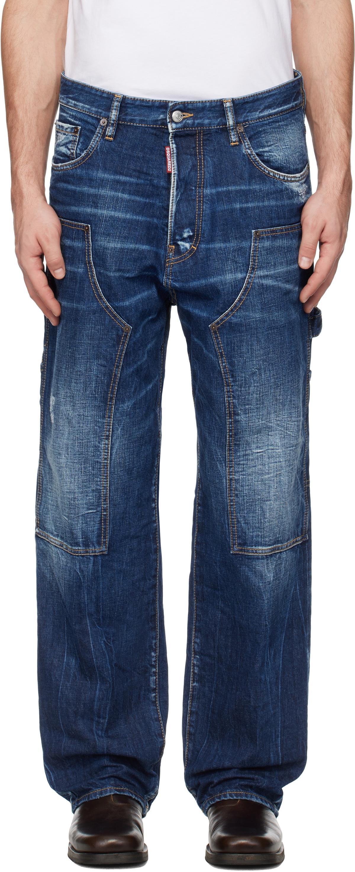 Dsquared2 Blue Dark Semplice Loose Carpenter Jeans Dsquared2