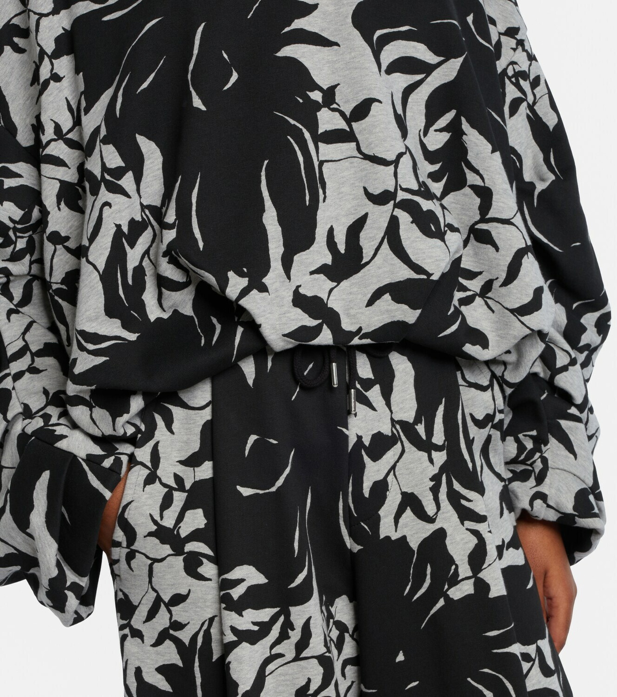 Dries Van Noten Draped floral cotton jersey sweatshirt